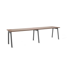 Poppin Series A - Single Desk For 2, 57 inch, Color Walnut on Charcoal Legs | Home Office Setup