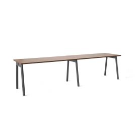 Poppin Series A - Single Desk For 2, 57 inch, Color Walnut on Charcoal Legs | Home Office Setup