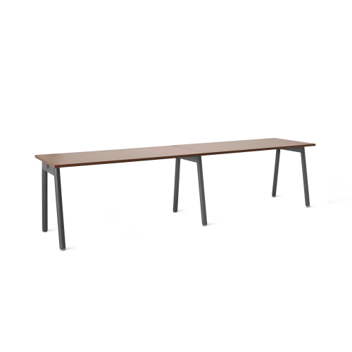 Poppin Series A - Single Desk For 2, 57 inch, Color Walnut on Charcoal Legs | Home Office Setup