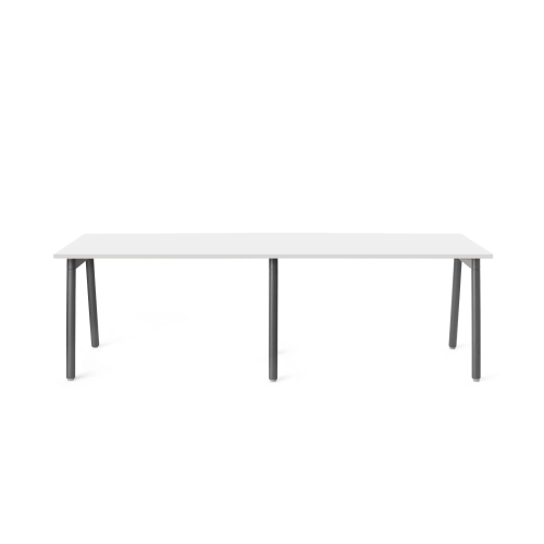 Poppin Series A - Single Desk For 2, 47 inch, Color White on Charcoal Legs | Space-Saving Design-1