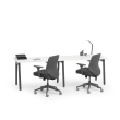 Poppin Series A - Single Desk For 2, 57 inch, Color White on Charcoal Legs | Office & Study Rooms-2