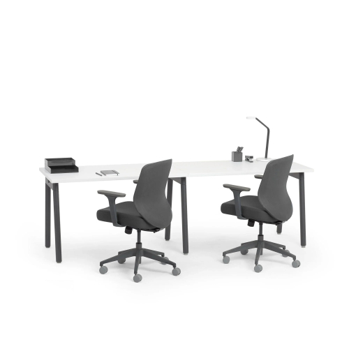 Poppin Series A - Single Desk For 2, 57 inch, Color White on Charcoal Legs | Office & Study Rooms-2