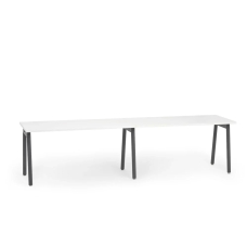 Poppin Series A - Single Desk For 2, 57 inch, Color White on Charcoal Legs | Office & Study Rooms