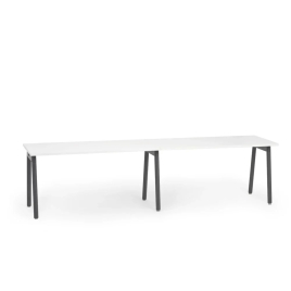 Poppin Series A - Single Desk For 2, 57 inch, Color White on Charcoal Legs | Office & Study Rooms