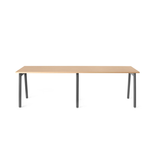 Poppin Series A - Single Desk For 2, 47 inch, Color Natural Oak on Charcoal Legs | Work & Study-1
