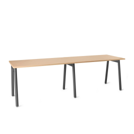 Poppin Series A - Single Desk For 2, 47 inch, Color Natural Oak on Charcoal Legs | Work & Study