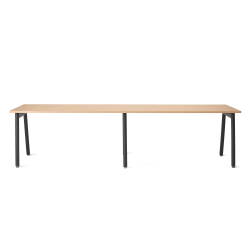 Poppin Series A - Single Desk For 2, 57 inch, Color Natural Oak on Charcoal Legs | Home Office & Small Spaces-1