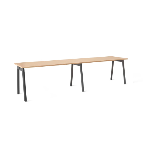 Poppin Series A - Single Desk For 2, 57 inch, Color Natural Oak on Charcoal Legs | Home Office & Small Spaces