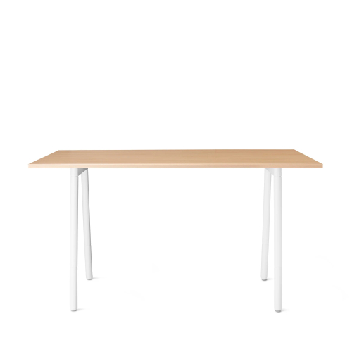 Poppin Series A - Standing Table 72 inch x 36 inch, Color Natural Oak, White Frame and Legs | Corporate Offices-1