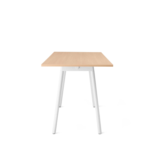 Poppin Series A - Standing Table 72 inch x 36 inch, Color Natural Oak, White Frame and Legs | Corporate Offices-2