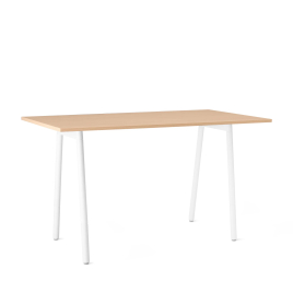 Poppin Series A - Standing Table 72 inch x 36 inch, Color Natural Oak, White Frame and Legs | Corporate Offices