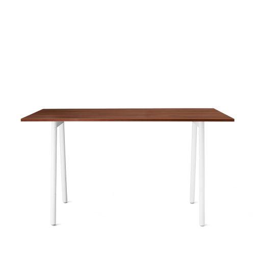 Poppin Series A - Standing Table 72 inch x 36 inch, Color Walnut, White Frame and Legs | Corporate Environments-1