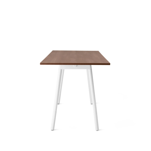 Poppin Series A - Standing Table 72 inch x 36 inch, Color Walnut, White Frame and Legs | Corporate Environments-2