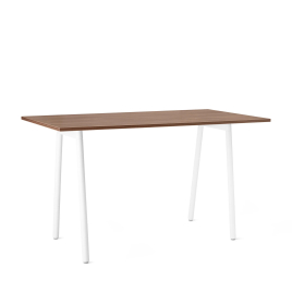 Poppin Series A - Standing Table 72 inch x 36 inch, Color Walnut, White Frame and Legs | Corporate Environments