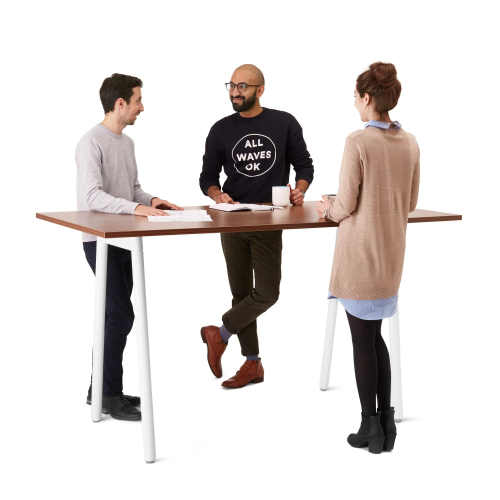 Poppin Series A - Standing Table 72 inch x 36 inch, Color Walnut, White Frame and Legs | Corporate Environments-4
