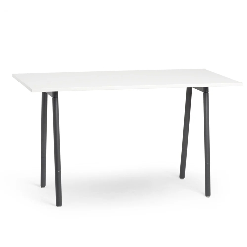 Poppin Series A - Standing Table 72 inch x 36 inch, Color White, Charcoal Frame and Legs | Corporate Workspaces