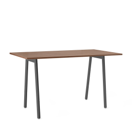 Poppin Series A - Standing Table 72 inch x 36 inch, Color Walnut, Charcoal Frame and Legs | Corporate Offices