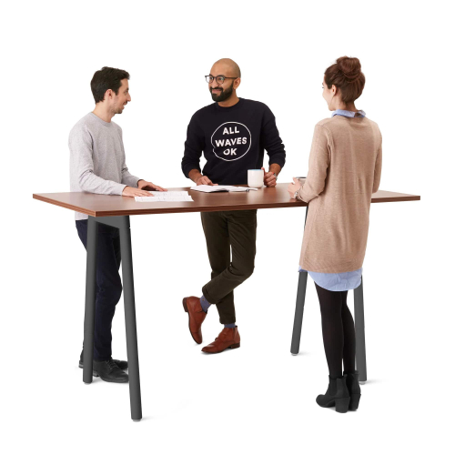 Poppin Series A - Standing Table 72 inch x 36 inch, Color Walnut, Charcoal Frame and Legs | Corporate Offices-4