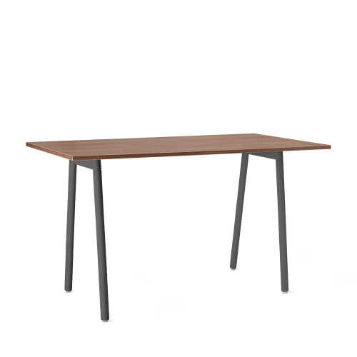 Poppin Series A - Standing Table 72 inch x 36 inch, Color Walnut, Charcoal Frame and Legs | Corporate Offices