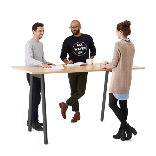 Poppin Series A - Standing Table 72 inch x 36 inch, Color Natural Oak, Charcoal Frame and Legs | Professional Use-4