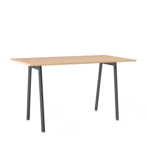 Poppin Series A - Standing Table 72 inch x 36 inch, Color Natural Oak, Charcoal Frame and Legs | Professional Use