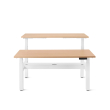 Poppin Series L 3S - Adjustable Height Double Desk for 2, 57 inch, Color Natural Oak, White Frame and Legs | Home Office & Corporate Use-1