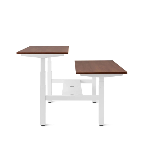 Poppin Series L 3S - Adjustable Height Double Desk for 2, 57 inch, Color Walnut,, White Frame and Legs | Office & Remote Work-2