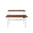 Poppin Series L 3S - Adjustable Height Double Desk for 2, 47 inch, Color Walnut, White Frame and Legs | Sit-Stand Workstation-1