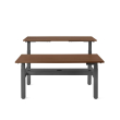 Poppin Series L 3S - Adjustable Height Double Desk for 2, 57 inch, Color Walnut,, Charcoal Frame and Legs | Workspaces-1