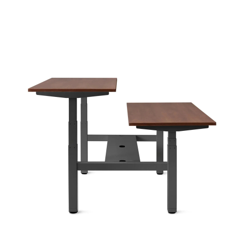 Poppin Series L 3S - Adjustable Height Double Desk for 2, 57 inch, Color Walnut,, Charcoal Frame and Legs | Workspaces-2