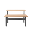 Poppin Series L 3S - Adjustable Height Double Desk for 2, 57 inch, Color Natural Oak, Charcoal Frame and Legs | Offices-1