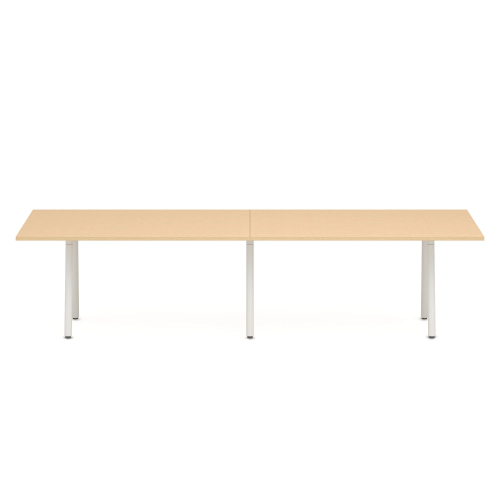 Poppin Series A - Conference Table 124 inch x 42 inch, Color Natural Oak, White Frame and Legs | Corporate Offices-1