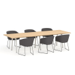 Poppin Series A - Conference Table 124 inch x 42 inch, Color Natural Oak, White Frame and Legs | Corporate Offices-3