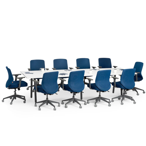 Poppin Series A - Conference Table 124 inch x 42 inch, Color White, Charcoal Frame and Legs | Corporate Workspaces-1