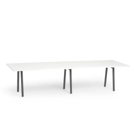 Poppin Series A - Conference Table 124 inch x 42 inch, Color White, Charcoal Frame and Legs | Corporate Workspaces