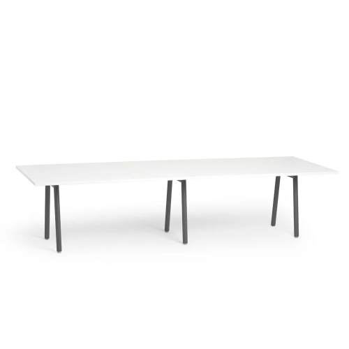 Poppin Series A - Conference Table 124 inch x 42 inch, Color White, Charcoal Frame and Legs | Corporate Workspaces