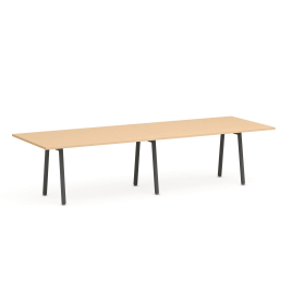 Poppin Series A - Conference Table 124 inch x 42 inch, Color Natural Oak, Charcoal Frame and Legs | Professional Use