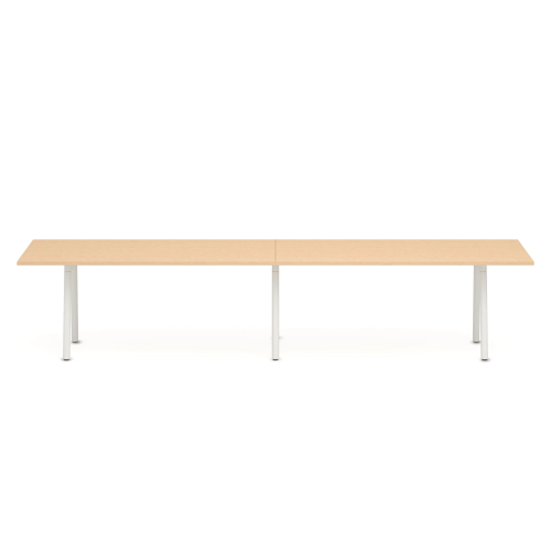 Poppin Series A - Conference Table 144 inch x 36 inch, Color Natural Oak, White Frame and Legs | Corporate Offices-1
