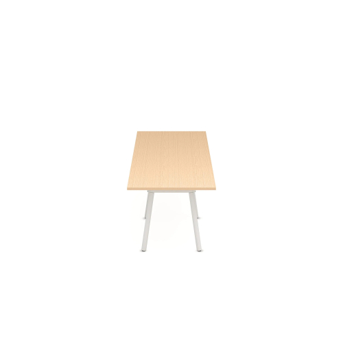 Poppin Series A - Conference Table 144 inch x 36 inch, Color Natural Oak, White Frame and Legs | Corporate Offices-2