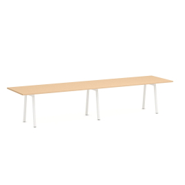 Poppin Series A - Conference Table 144 inch x 36 inch, Color Natural Oak, White Frame and Legs | Corporate Offices
