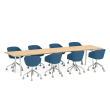 Poppin Series A - Conference Table 144 inch x 36 inch, Color Natural Oak, White Frame and Legs | Corporate Offices-3