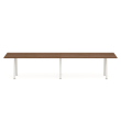 Poppin Series A - Conference Table 144 inch x 36 inch, Color Walnut, White Frame and Legs | Corporate Environments-1