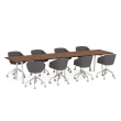 Poppin Series A - Conference Table 144 inch x 36 inch, Color Walnut, White Frame and Legs | Corporate Environments-3