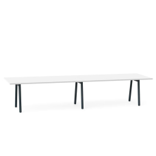 Poppin Series A - Conference Table 144 inch x 36 inch, Color White, Charcoal Frame and Legs | Corporate Offices