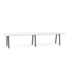 Poppin Series A - Conference Table 144 inch x 36 inch, Color White, Charcoal Frame and Legs | Corporate Offices