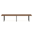 Poppin Series A - Conference Table 144 inch x 36 inch, Color Walnut, Charcoal Frame and Legs | Professional Workspace-1