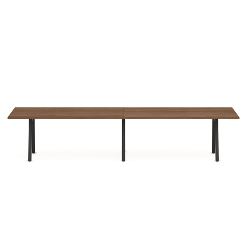 Poppin Series A - Conference Table 144 inch x 36 inch, Color Walnut, Charcoal Frame and Legs | Professional Workspace-1