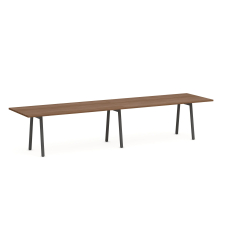Poppin Series A - Conference Table 144 inch x 36 inch, Color Walnut, Charcoal Frame and Legs | Professional Workspace