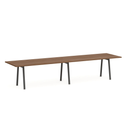 Poppin Series A - Conference Table 144 inch x 36 inch, Color Walnut, Charcoal Frame and Legs | Professional Workspace