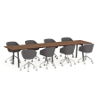 Poppin Series A - Conference Table 144 inch x 36 inch, Color Walnut, Charcoal Frame and Legs | Professional Workspace-3